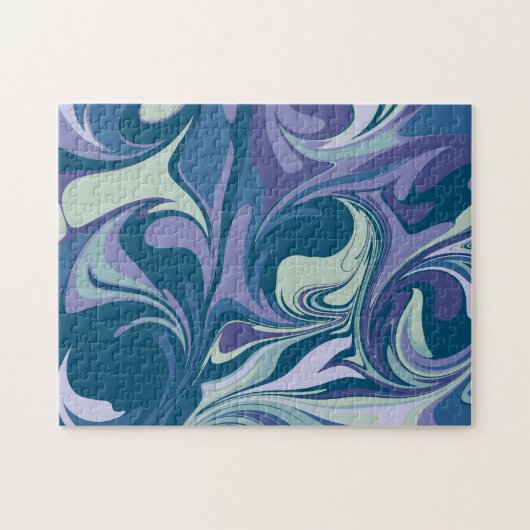 Abstrakter blauer Marmor Swirl Stilvoll Personalis Puzzle (Horizontal)