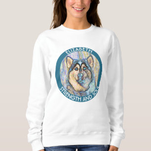 Abstrakter blauer mit Augen Schlittenhund der Sweatshirt