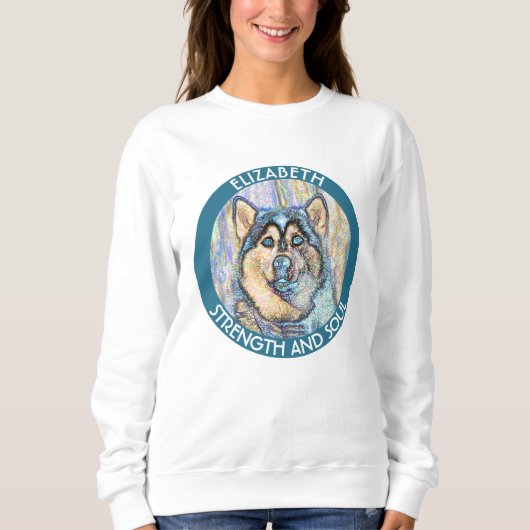 Abstrakter blauer mit Augen Schlittenhund der Sweatshirt (Vorderseite)