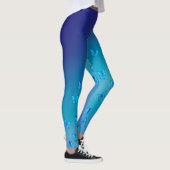 Abstrakter blauer Mond und Schmetterlinge Leggings (Rechts)