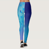 Abstrakter blauer Mond und Schmetterlinge Leggings (Rückseite)