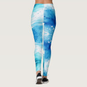 Abstrakter blauer Ozean Leggings (Rückseite)