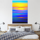 Abstrakter Blauer Ozean Sonnenuntergang Einfache A Leinwanddruck (Insitu (Schlafzimmer))