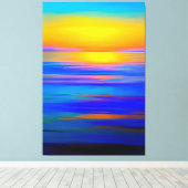 Abstrakter Blauer Ozean Sonnenuntergang Einfache A Leinwanddruck (Insitu (Holzboden))