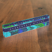 Abstrakter blauer Paint Splash Namensplakette (Seite)