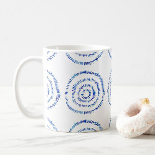 Abstrakter Blauer Pinselstrich Circle Coastal Kaffeetasse