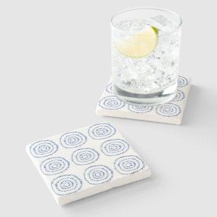 Abstrakter Blauer Pinselstrich Circle Coastal Steinuntersetzer