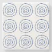 Abstrakter Blauer Pinselstrich Circle Coastal Steinuntersetzer (Vorderseite)