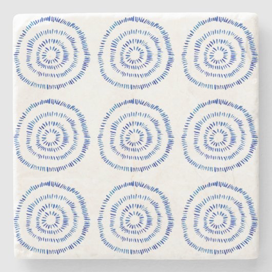 Abstrakter Blauer Pinselstrich Circle Coastal Steinuntersetzer (Vorderseite)