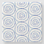 Abstrakter Blauer Pinselstrich Circle Coastal Steinuntersetzer (Vorderseite)