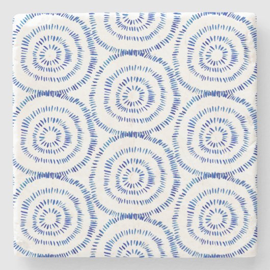 Abstrakter Blauer Pinselstrich Circle Coastal Steinuntersetzer (Vorderseite)