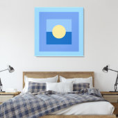Abstrakter blauer Quadrat der Moderne Gelber Kreis Leinwanddruck (Insitu (Schlafzimmer))