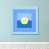 Abstrakter blauer Quadrat der Moderne Gelber Kreis Leinwanddruck (Insitu (Holzboden))