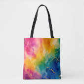 Abstrakter blauer rosa gelber Regenbogen  Tasche (Vorderseite)