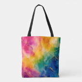 Abstrakter blauer rosa gelber Regenbogen  Tasche (Rückseite)