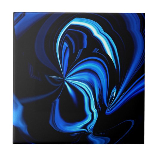 Abstrakter blauer Schmetterling Fliese (Vorderseite)