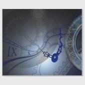 Abstrakter blauer Uhr-Entwurf Geschenkpapier (Flach)