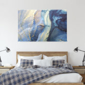 Abstrakter Blauer und Goldalkohol Tinte Leinwanddruck (Insitu (Schlafzimmer))