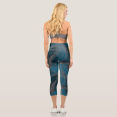 Abstrakter blauer und grauer Marmor Capri Leggings (Rückseite)