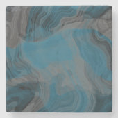 Abstrakter blauer und grauer Marmor Steinuntersetzer (Vorderseite)
