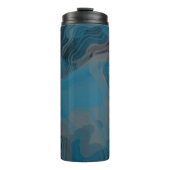 Abstrakter blauer und grauer Marmor Thermosbecher (Vorderseite)