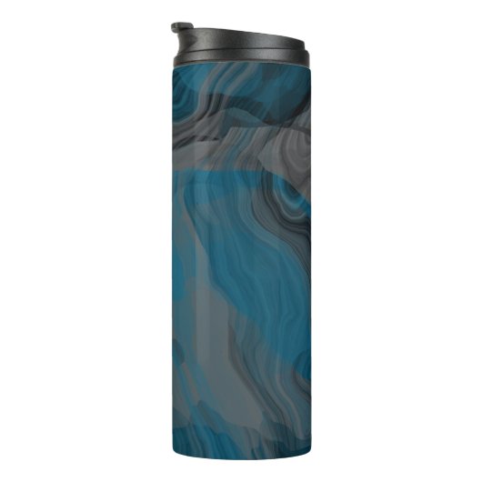 Abstrakter blauer und grauer Marmor Thermosbecher (Nach rechts gedreht)