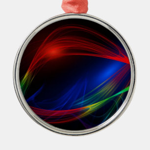 Abstrakter blauer und grüner Swirl-Effekt Ornament Aus Metall