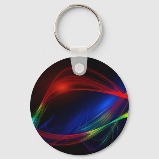 Abstrakter blauer und grüner Swirl-Effekt Schlüsselanhänger (Vorderseite)
