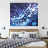 Abstrakter blauer und Lila Acrylfarbe Leinwanddruck (Insitu (Schlafzimmer))