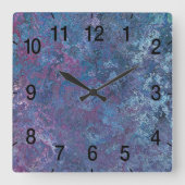 Abstrakter blauer und lila bunter Entwurf 3 Quadratische Wanduhr (Vorderseite)