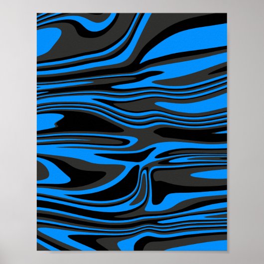 Abstrakter Blauer und Schwarzer Strom Poster (Vorne)