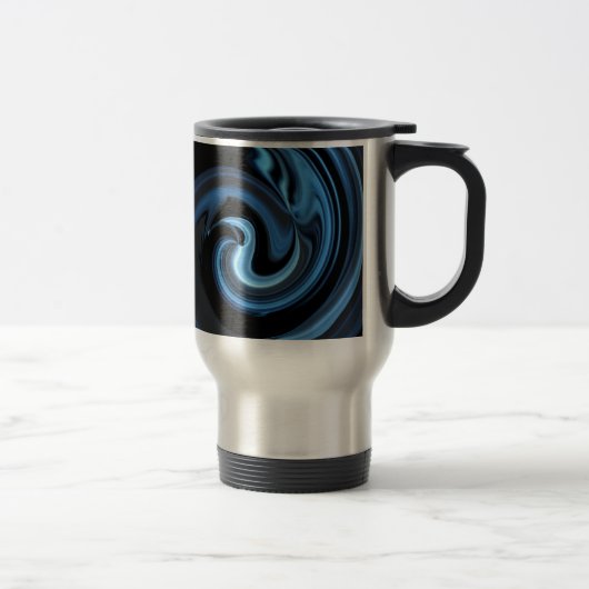 Abstrakter Blauer Vogel *personalisieren* Reisebecher (Rechts)