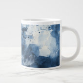 Abstrakter, blauer Wasserfarben Jumbo-Tasse (Rechts)
