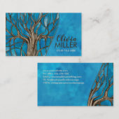 Abstrakter blauer Wasserfarbenmosaikbaum Visitenkarte (Vorne/Hinten)