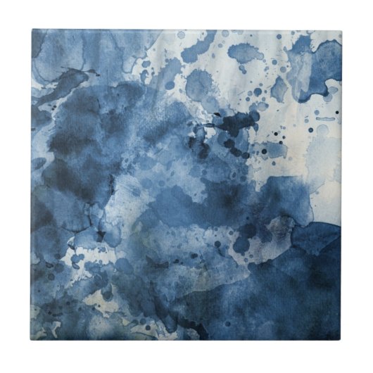 Abstrakter blauer Wasserfarbhintergrund Fliese (Vorderseite)