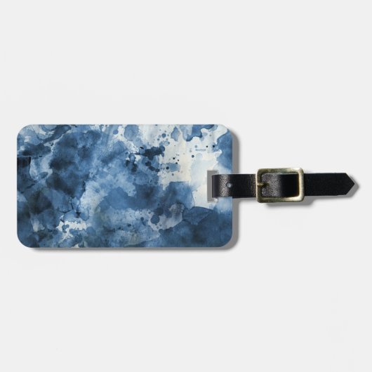 Abstrakter blauer Watercolorhintergrund Gepäckanhänger (Vorderseite horizontal)