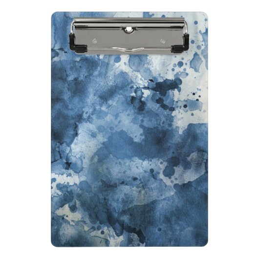 Abstrakter blauer Watercolorhintergrund Mini Klemmbrett (Vorderseite)