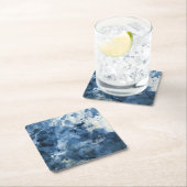 Abstrakter blauer Watercolorhintergrund Rechteckiger Pappuntersetzer (Vor Ort)