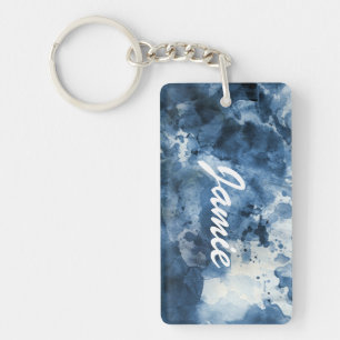 Abstrakter blauer Watercolorhintergrund Schlüsselanhänger