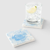 Abstrakter blauer Watercolorhintergrund, Steinuntersetzer (Seitenansicht)