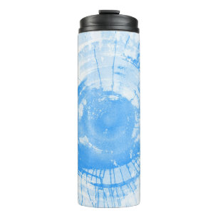 Abstrakter blauer Watercolorhintergrund, Thermosbecher