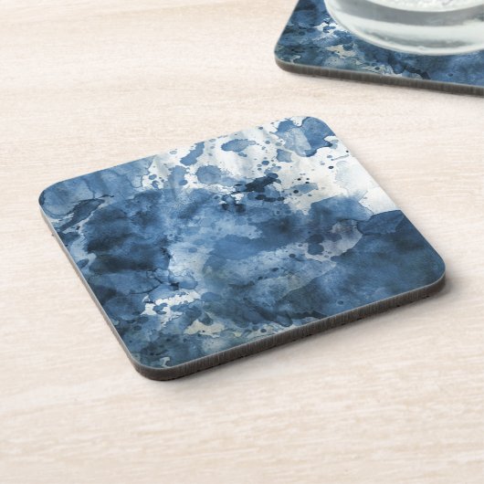 Abstrakter blauer Watercolorhintergrund Untersetzer (Linke Seite)