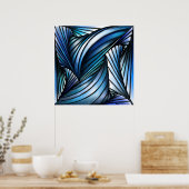 Abstrakter blauer Wellenprint Poster (Küche)