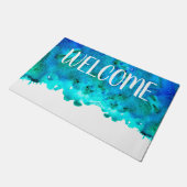 Abstrakter Blauozeanmarmor Fußmatte (Schrägansicht)