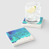 Abstrakter Blauozeanmarmor Steinuntersetzer (Seitenansicht)