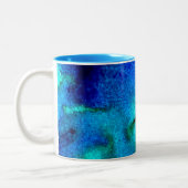 Abstrakter Blauozeanmarmor Zweifarbige Tasse (Links)
