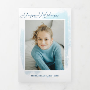 Abstrakter Blauschwanz, moderne Typografie und Fot Dreifach Gefaltete Urlaubskarte