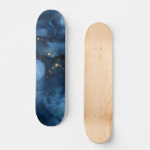 Abstrakter Blue-and-Gold-Night-Sky Skateboard (Vorderseite)