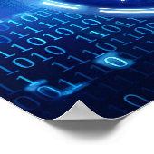 Abstrakter Blue Binary Data Background Poster (Ecke)