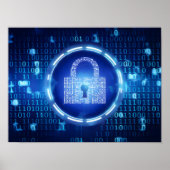 Abstrakter Blue Binary Data Background Poster (Vorne)